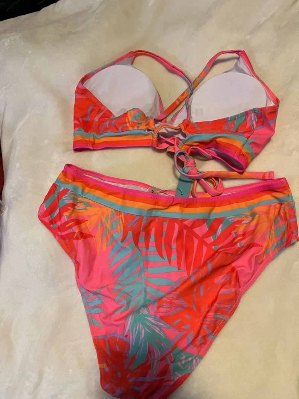 Women’s Tropical Pink Multi-Color Bikini Set - Picture 2 of 2
